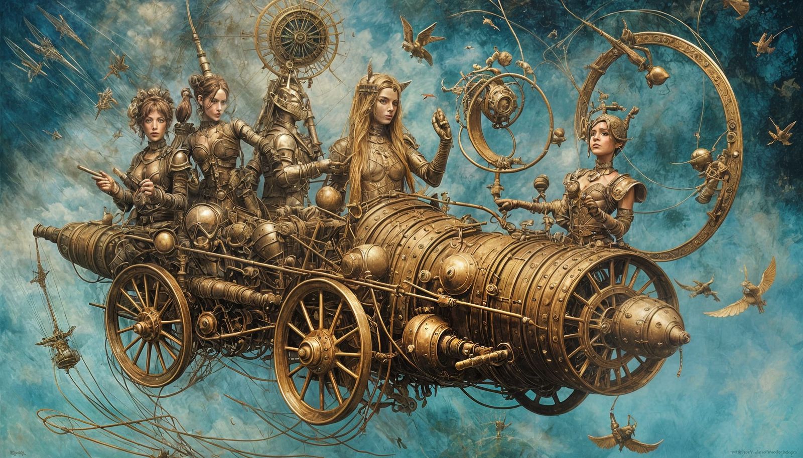 Fairy Driving Strange Car with Elves in Fantasycore Style