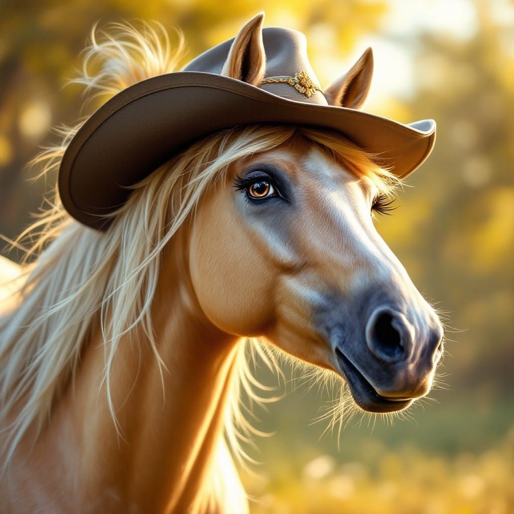 Majestic Palomino Stallion Winks in Whimsical Western Art