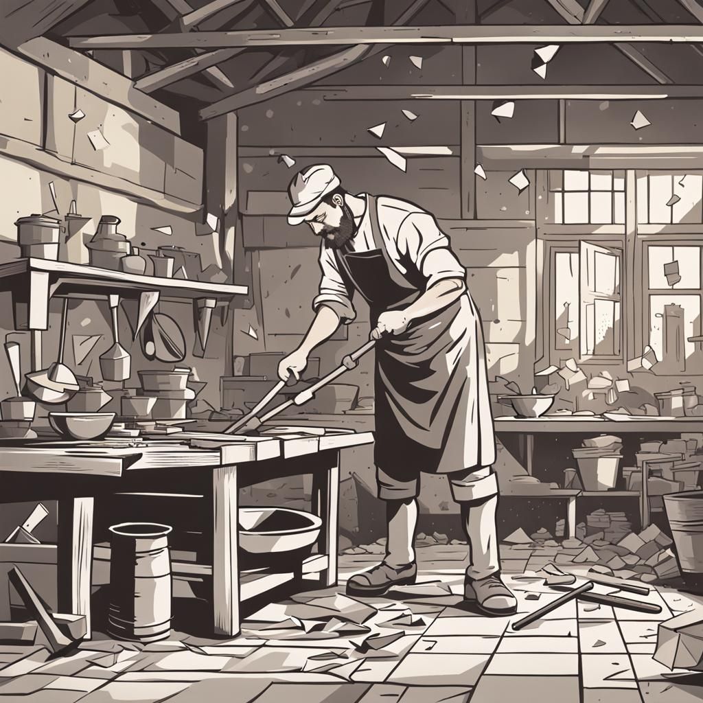 Blacksmith Forging a Spoon with Origami Tools