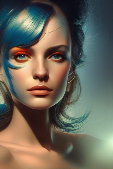 Hyperdetailed Airbrush Portrait of Staring Woman