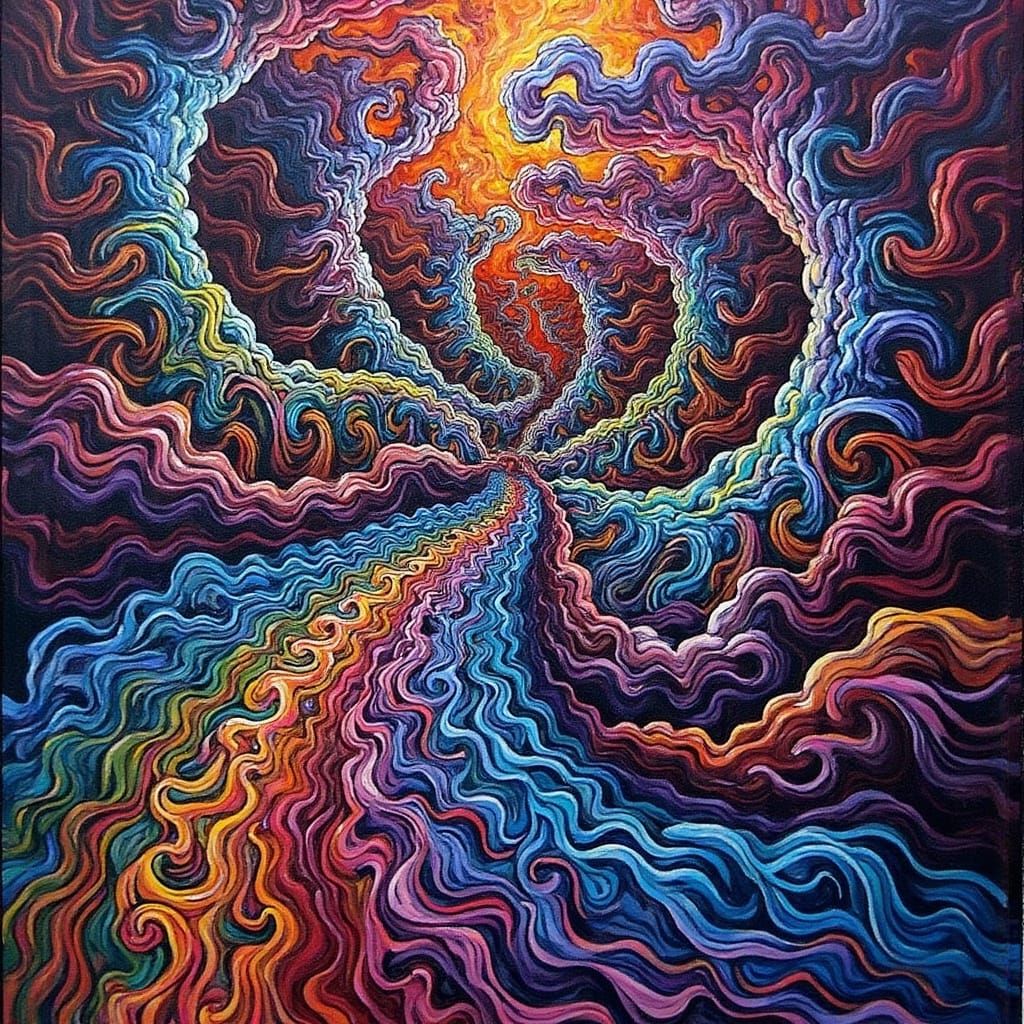 Psychedelic Abstract Fractal with Zentangle Patterns