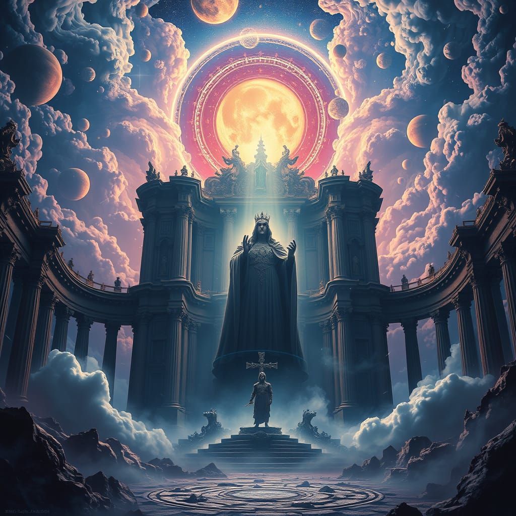 Regal Figure Embodies Ancient Concept in Epic, High-Contrast...