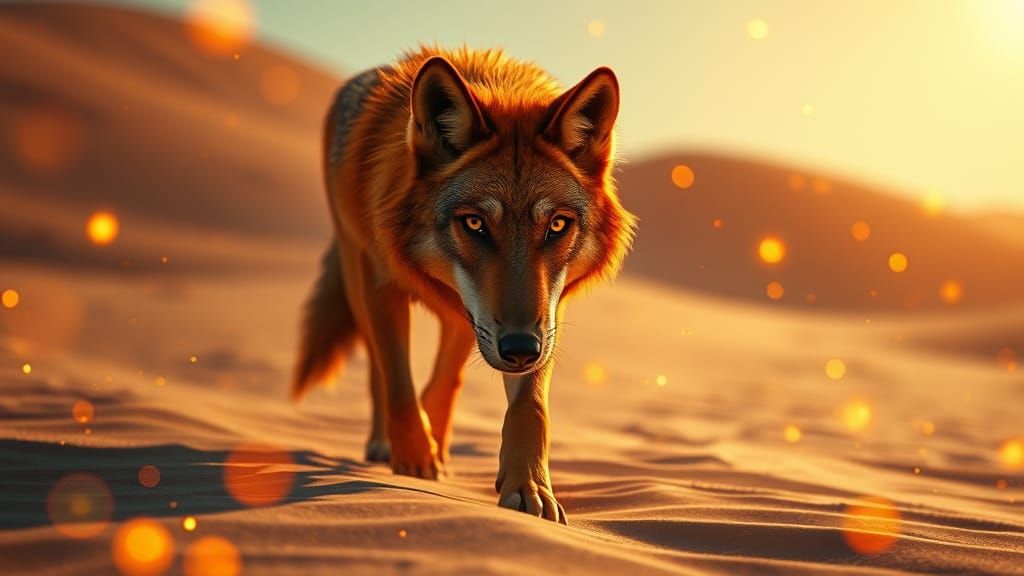 Ethereal Desert Wolf in Dreamy Aesthetic