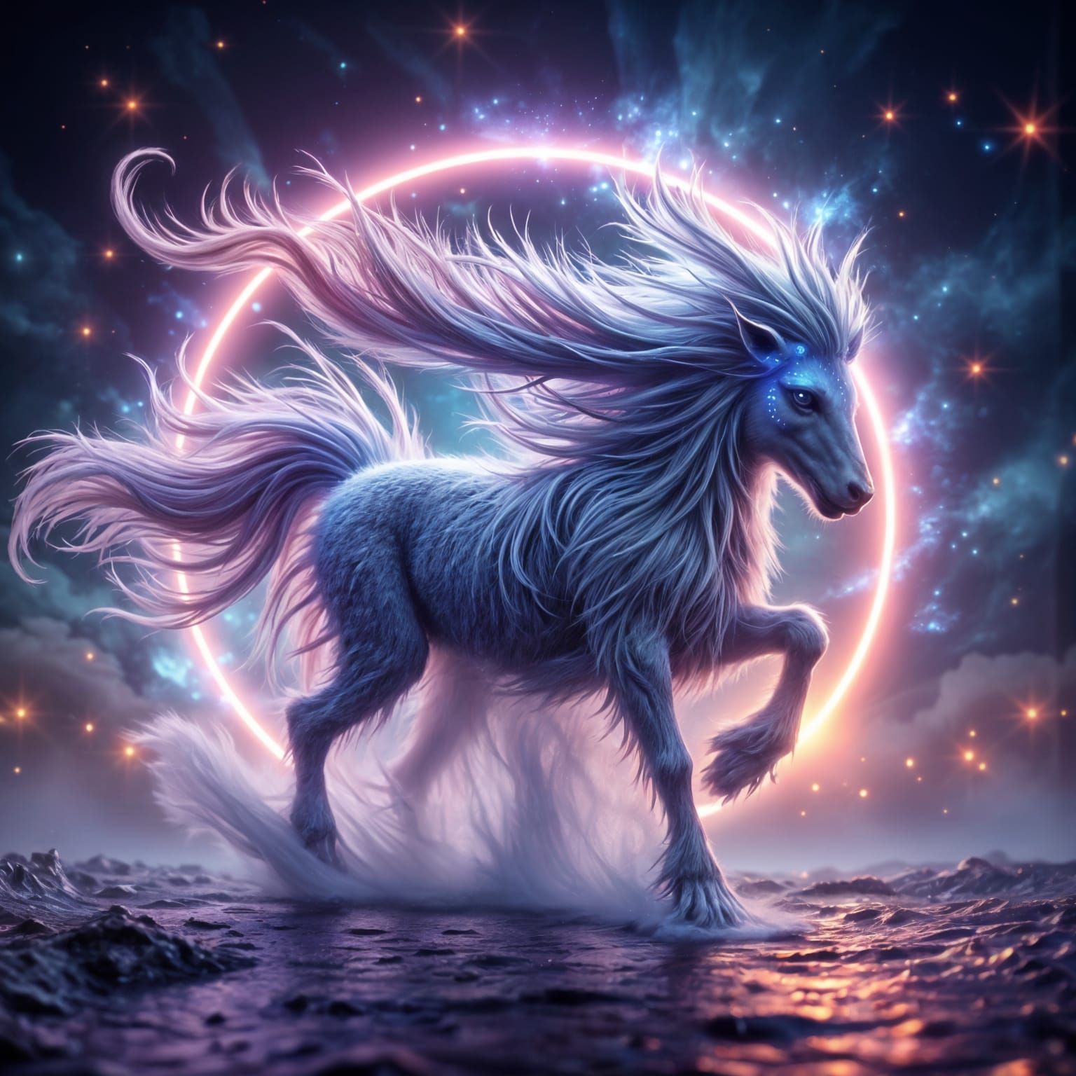 Hyperrealistic Zodiac Virgo Portrait in Water Spray Style