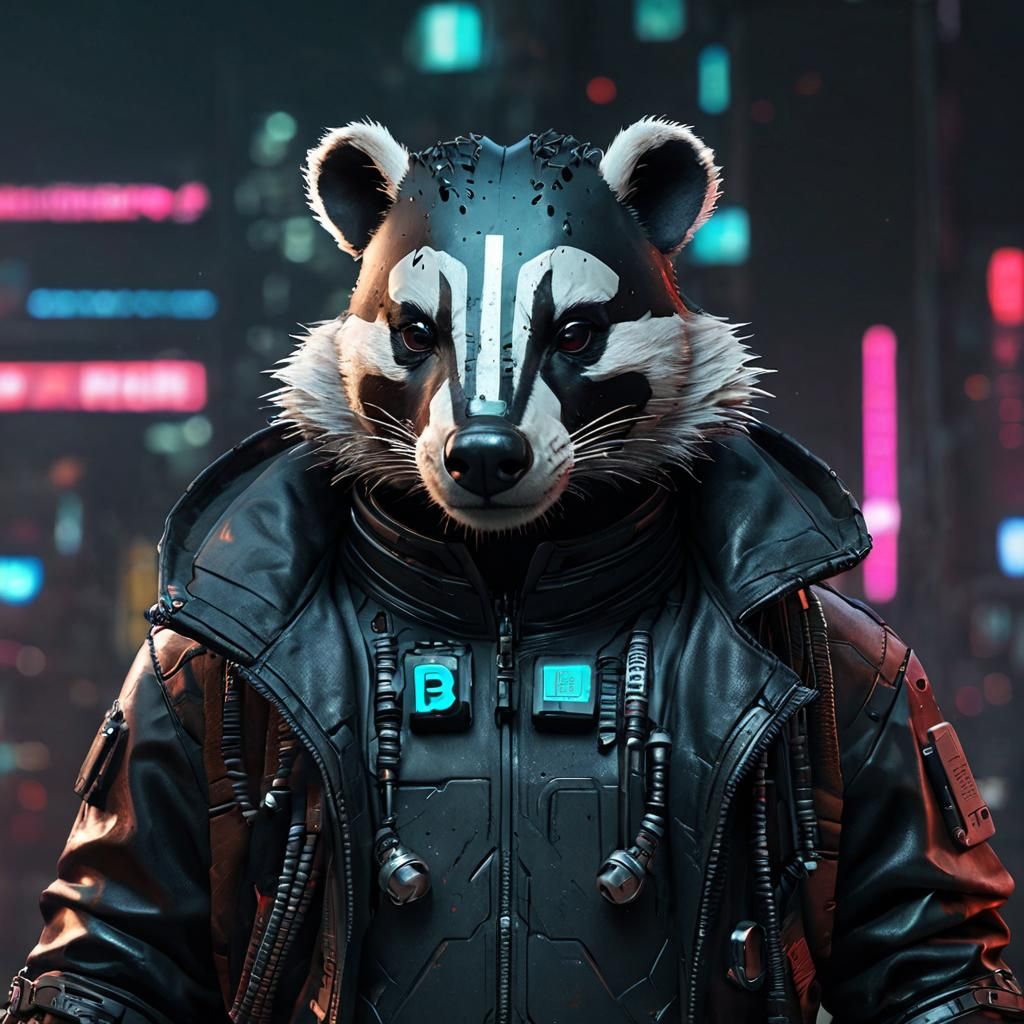 Cyberpunk Badger Portrait