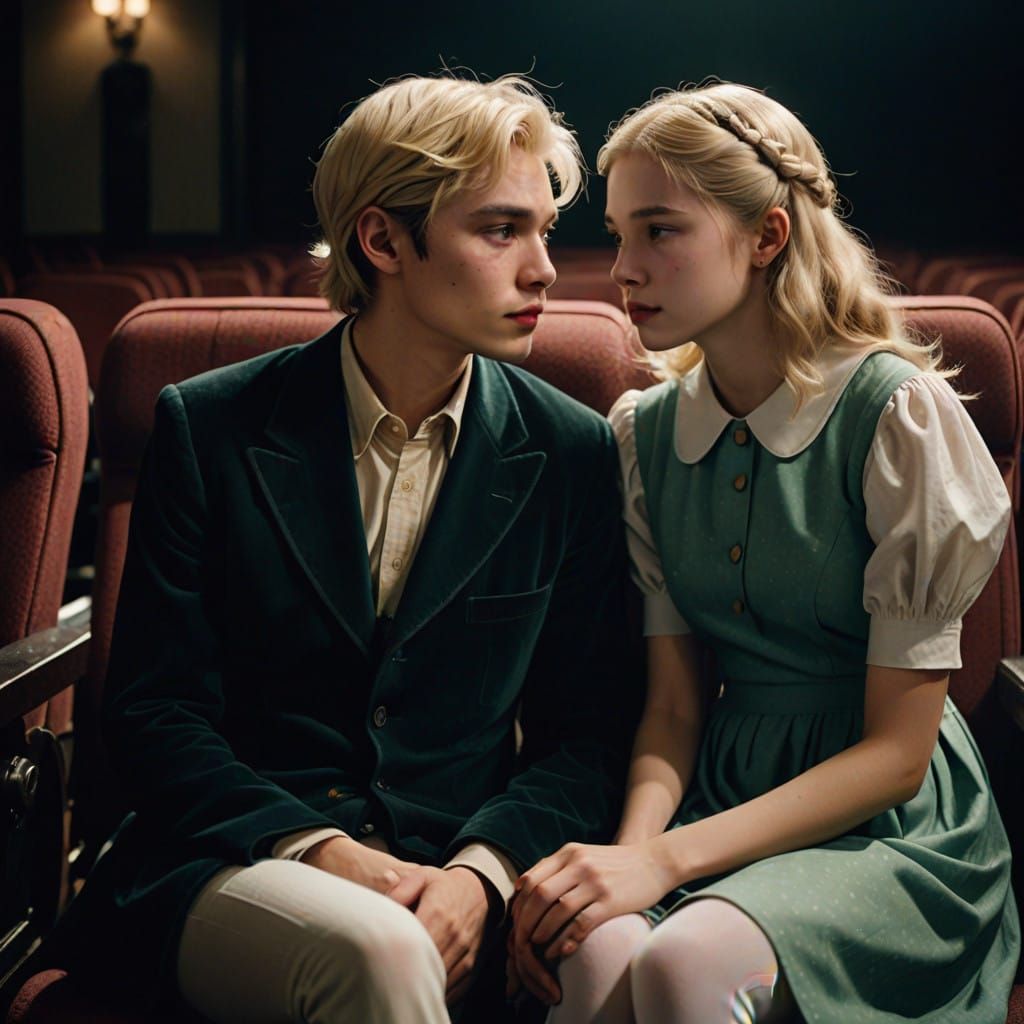 Young Man Vulnerably Comforted in Cinematic Film Still