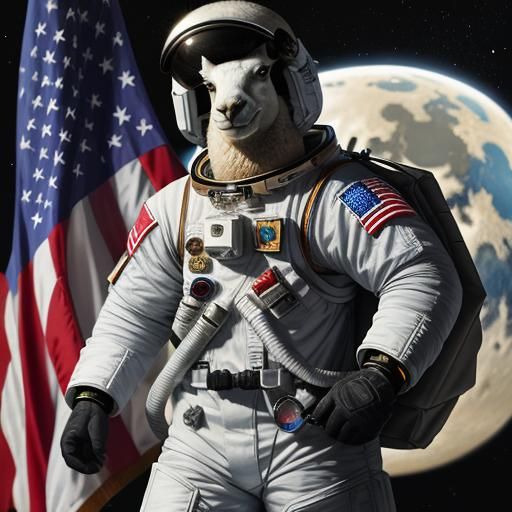 Llama Astronaut on the Moon