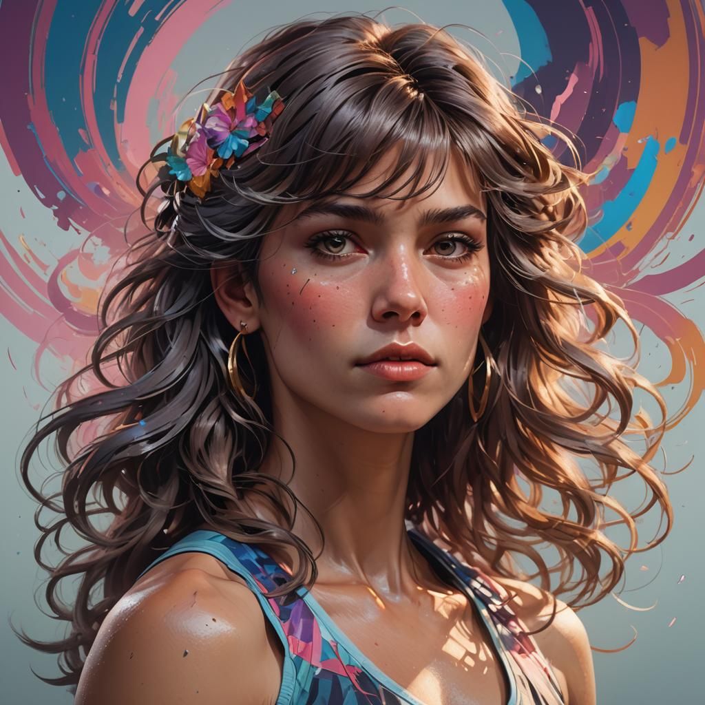 1980s Workout Portrait in Artstation Style