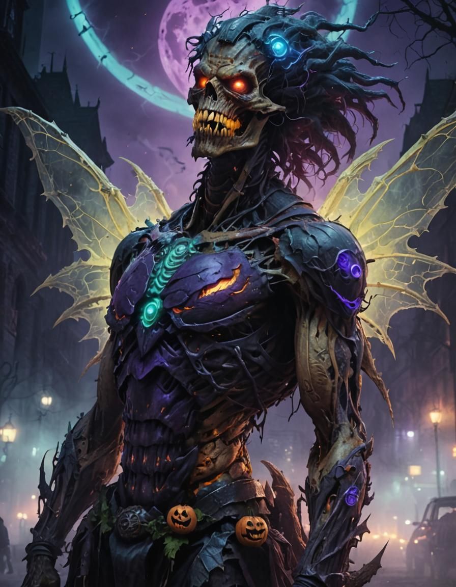 Giant Undead Monster in Gothic City: Dark Fantasy Art