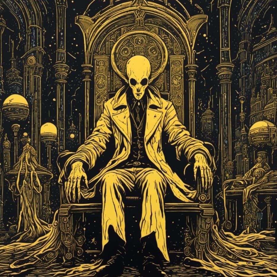 The King in Yellow in Linocut Style