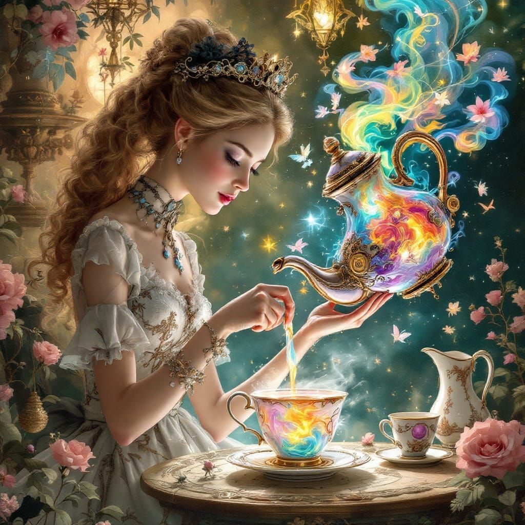 Alice's Steampunk Tea Party in Art Nouveau Style