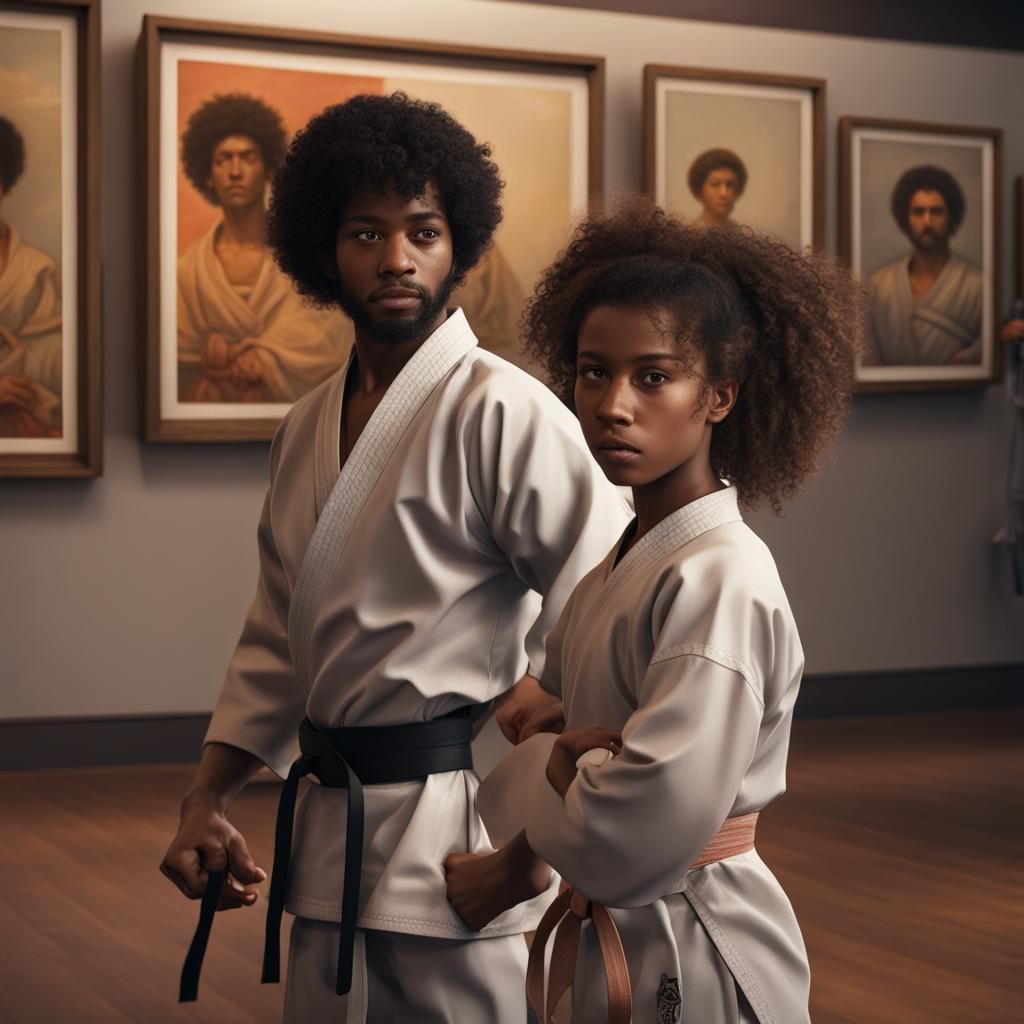 1970s Karate Class at Museum in Detailed Matte Painting