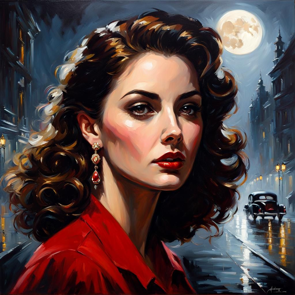 Baroque Portrait in Film Noir Style