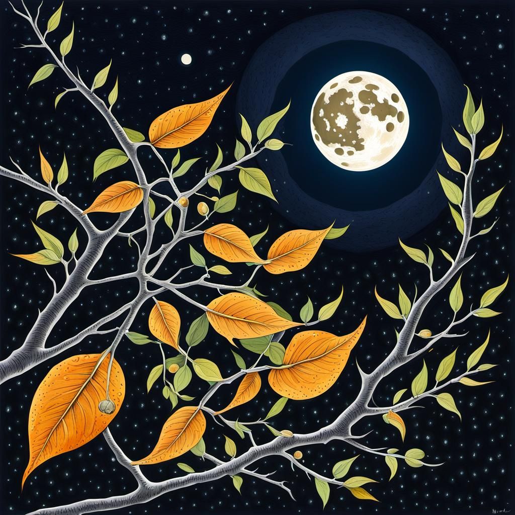 Mystical Cat Silhouette Under Full Moon