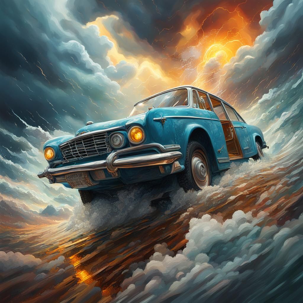 Time Travel Through Stormy Clouds: Hyperrealistic Concept Ar...