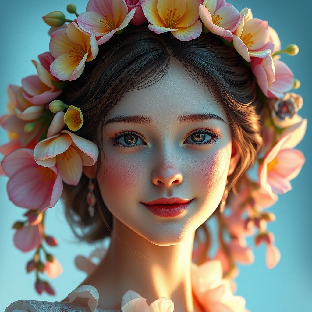 Enchanting Flower Girl Portrait in 8k Resolution