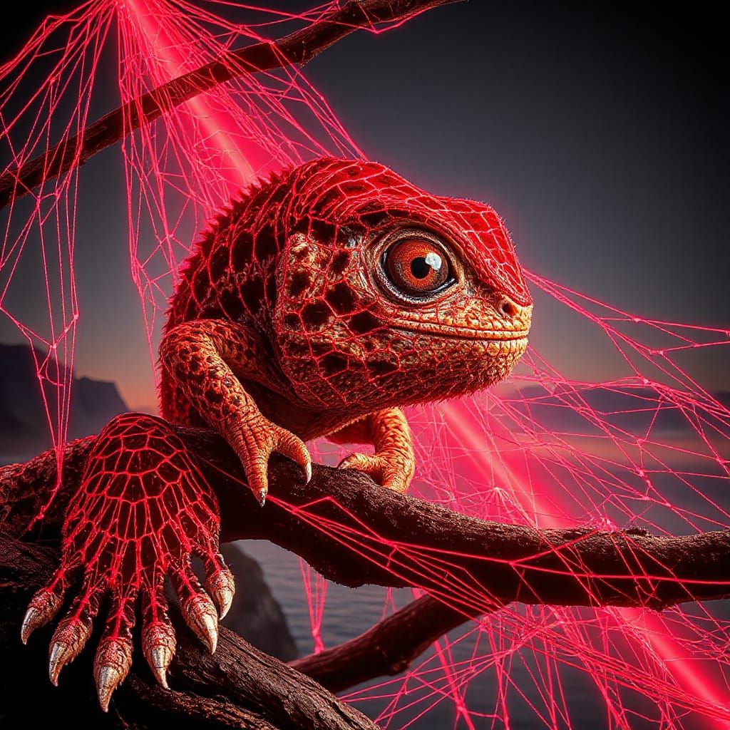 Exquisitely Beautiful Lizard Hybrid in Vibrant Landscape