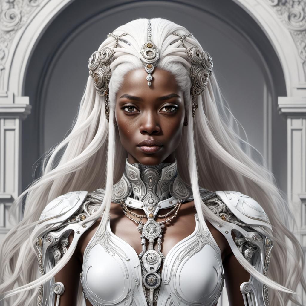 Biomechanical Nubian Woman in Hyper-Realistic 3D