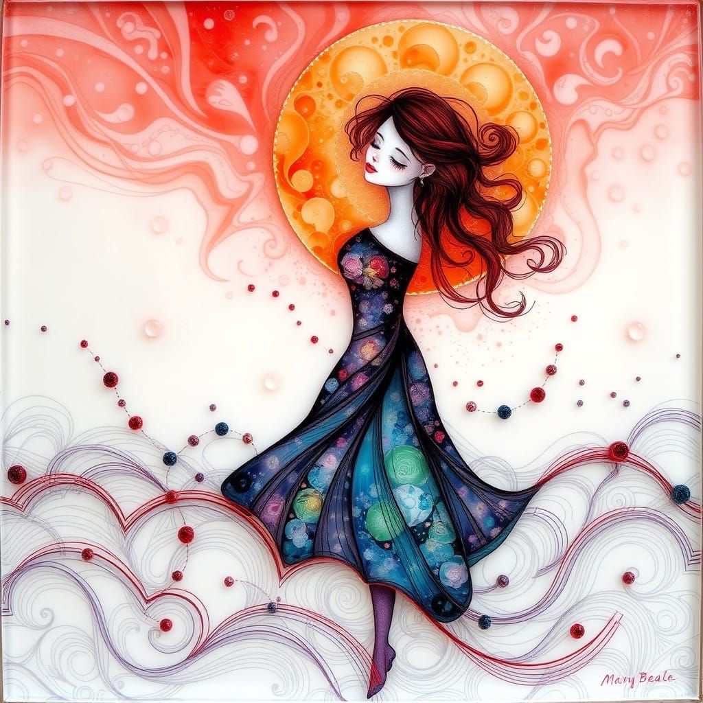 Ethereal Glass Painting in Abstract Art Style