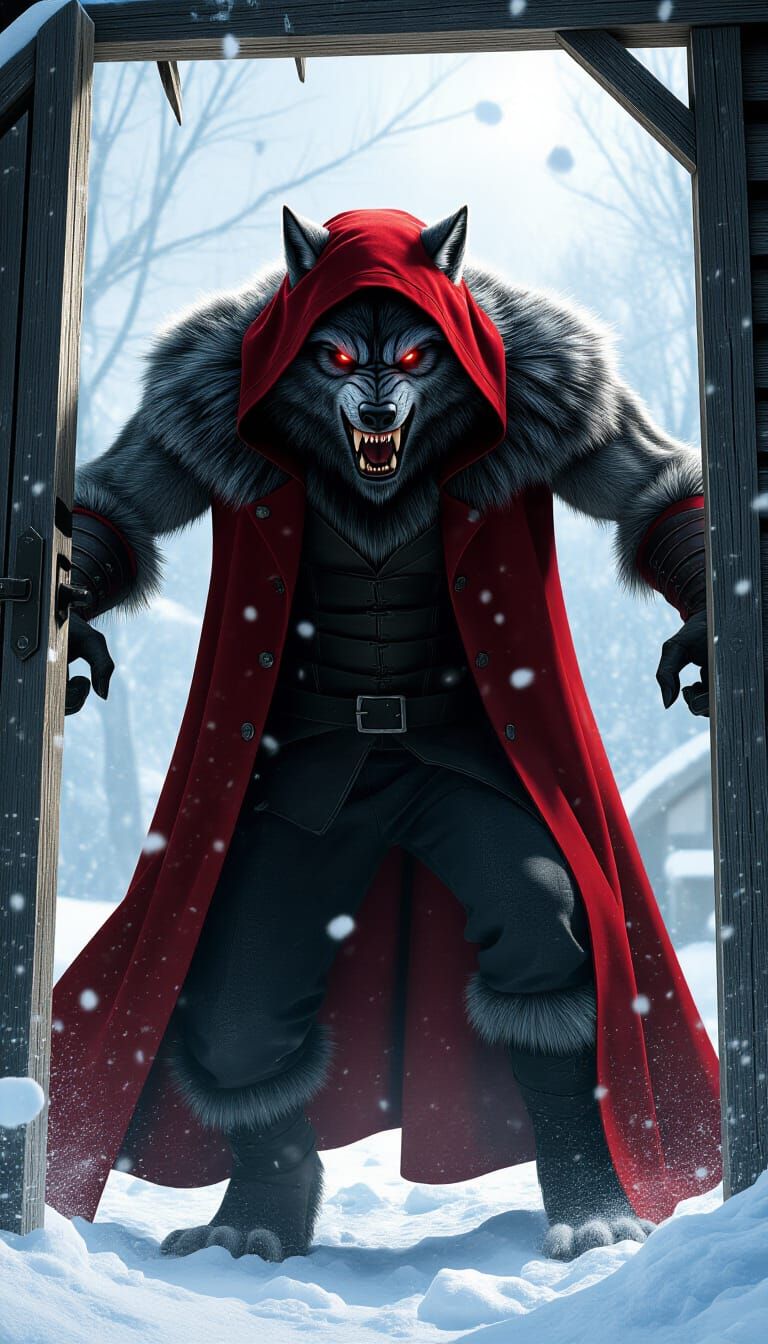 Terrifying Werewolf Storms Cottage in Dark Fantasy Style