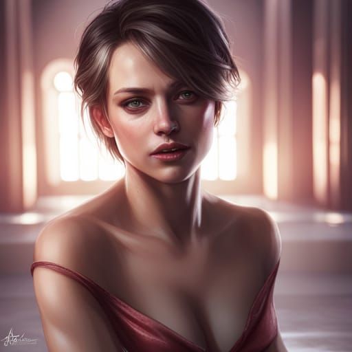 Detailed Bath House Portrait in Art Nouveau Style