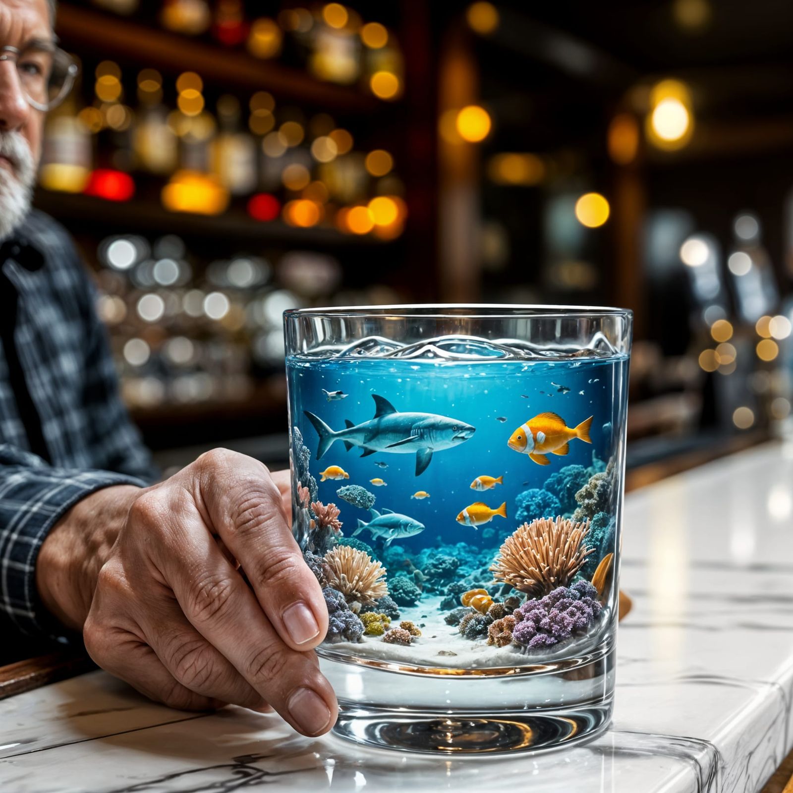 Whiskey Glass Portal to Underwater Reef