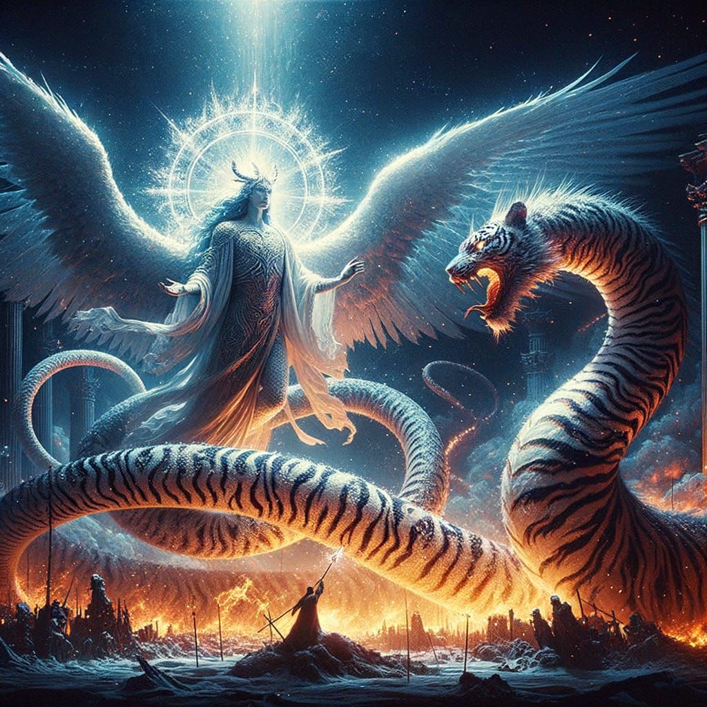 Frost Dragon Guards Kingdom From Fiery Serpent