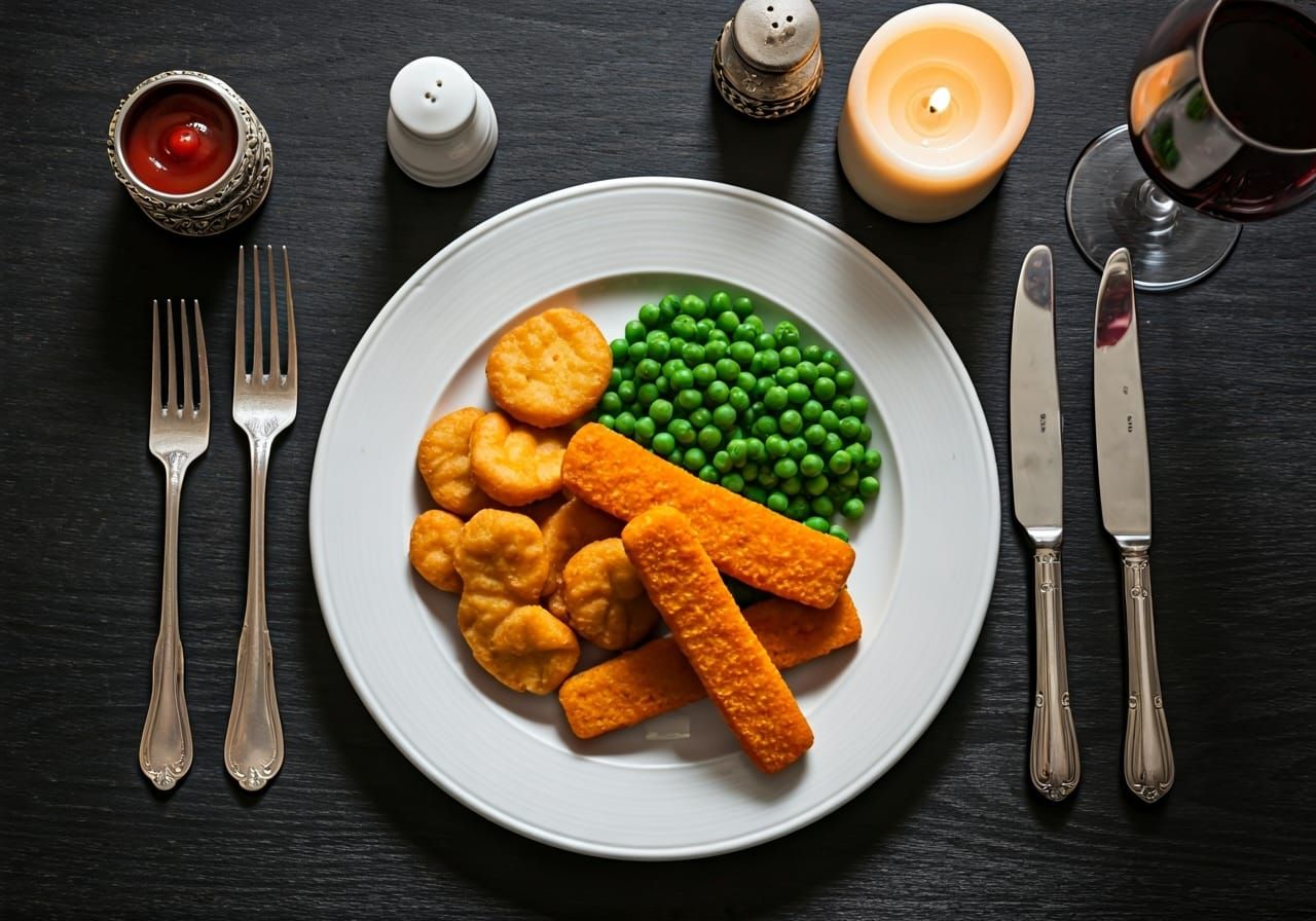 Birds Eye View of Fish Fingers and Nuggets