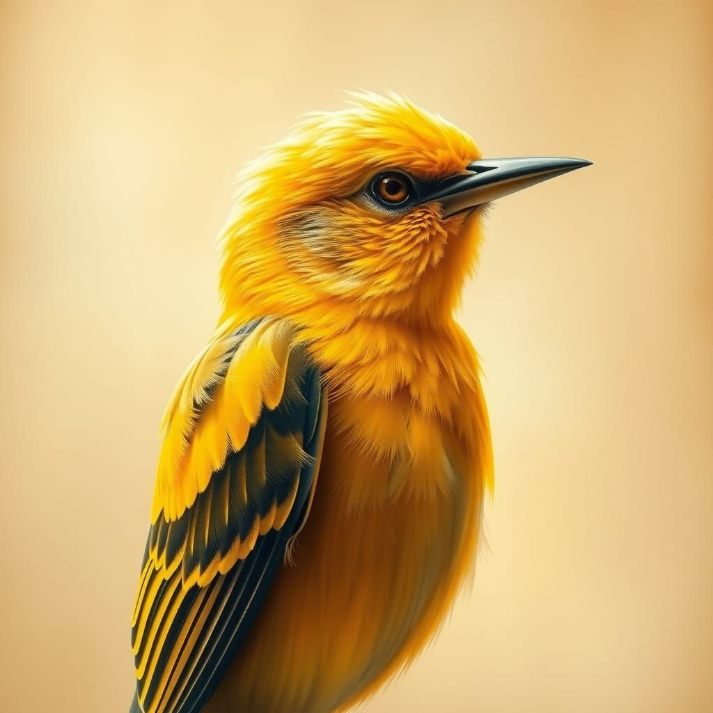 Golden Oriole Portrait with Intricate Details