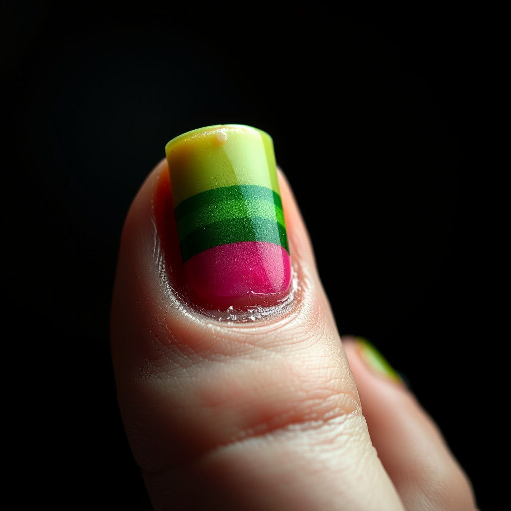 Watermelon Toenail Art in Hyperrealistic Style