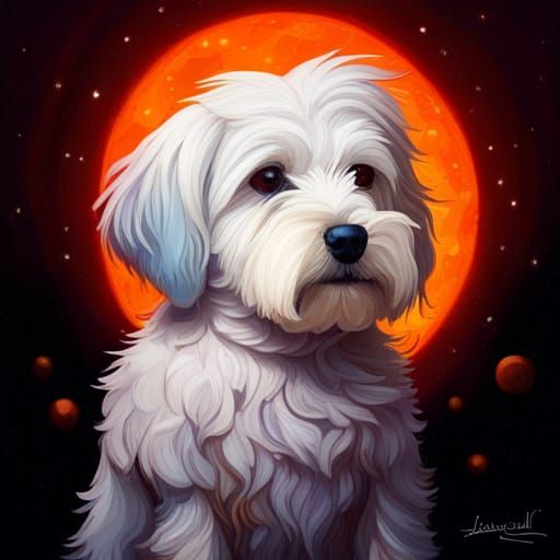 Coton de Tulear Puppy in Starry Art
