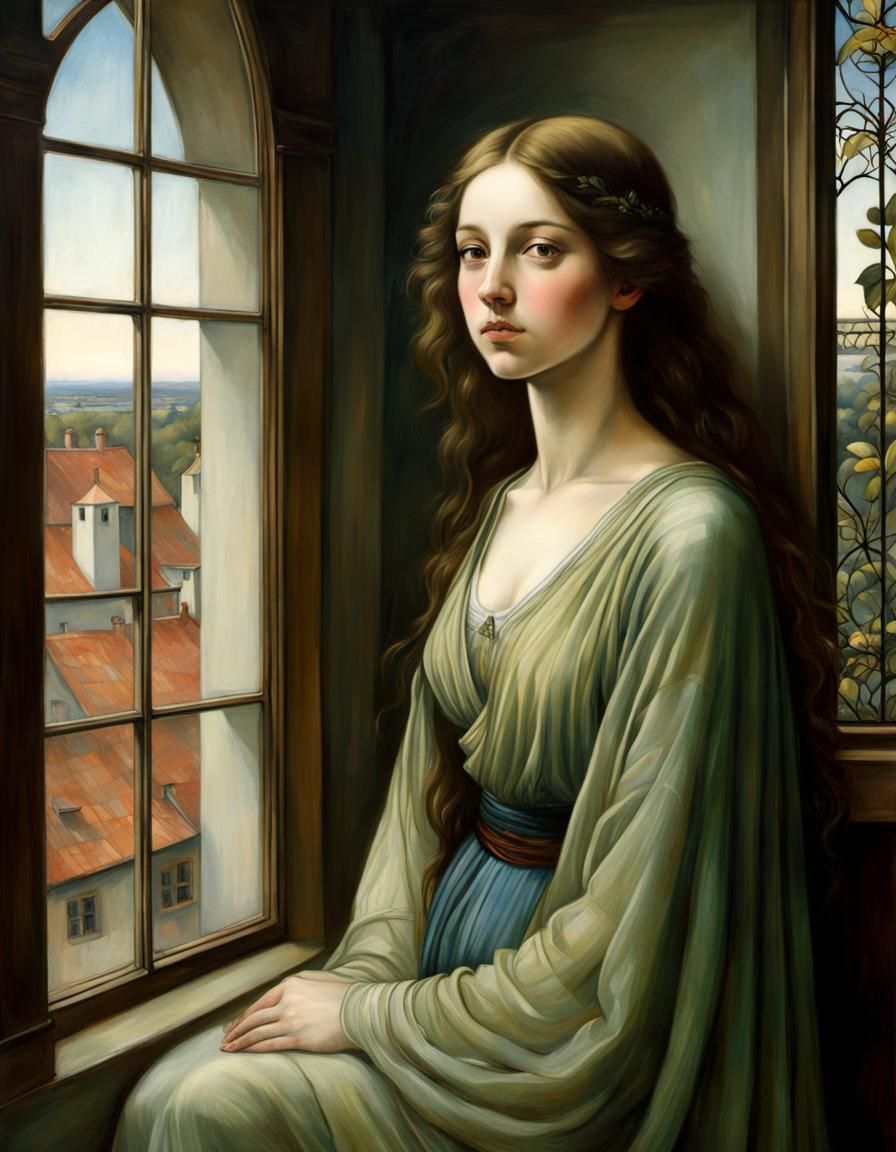 Surreal Rooftop Scene in Atmospheric Perspective