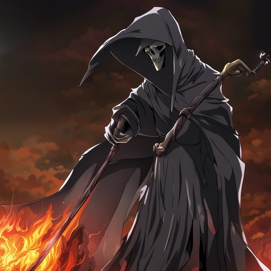 Anime Style Grim Reaper Illustration