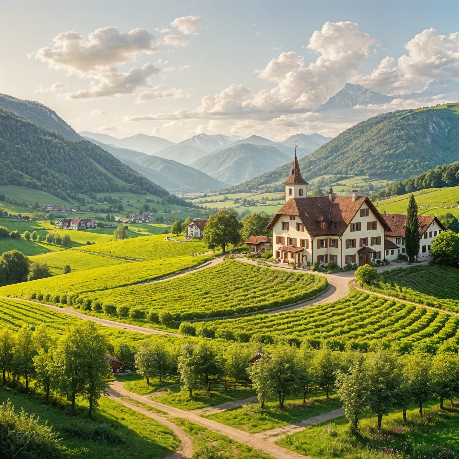 Sun-Drenched Manor in Swiss Countryside