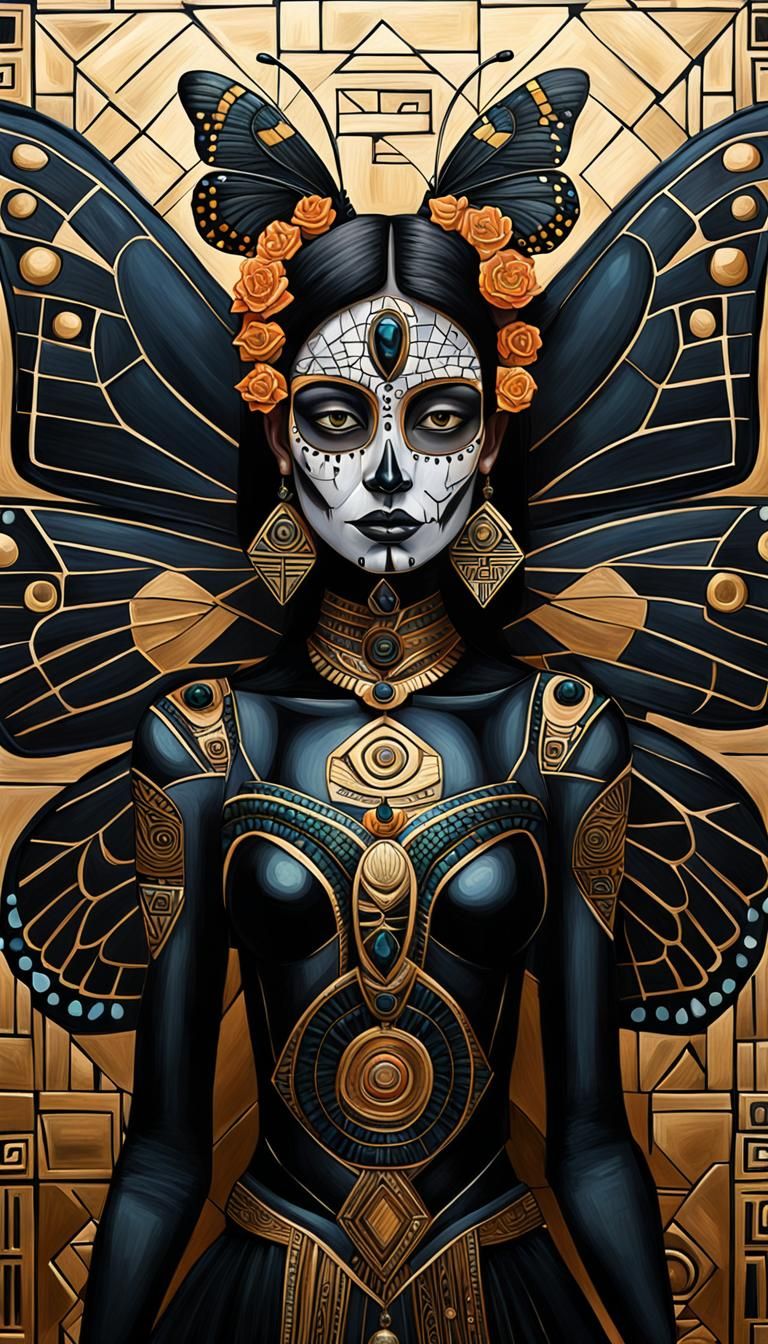 Obsidian Butterfly Goddess Ītzpāpalōtl Painting