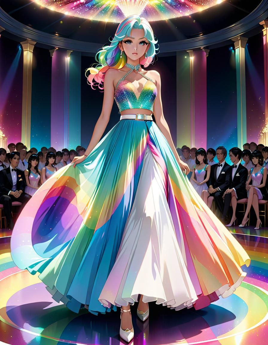 Rainbow Ballroom Dress in Anime Style