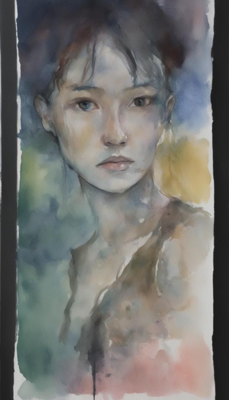Gloomy Watercolor Painting of Unkempt Oona