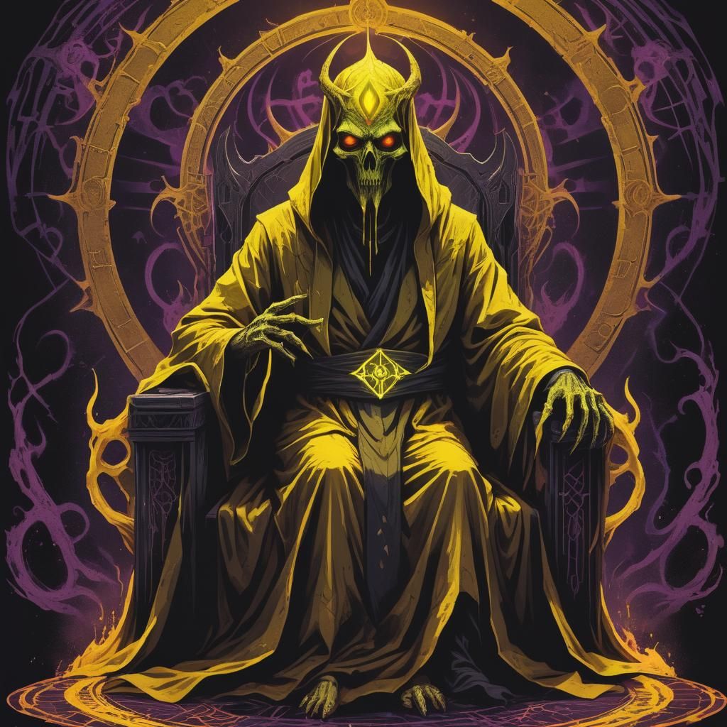 Hastur, Eldritch God on Dark Throne in Pop Art Style