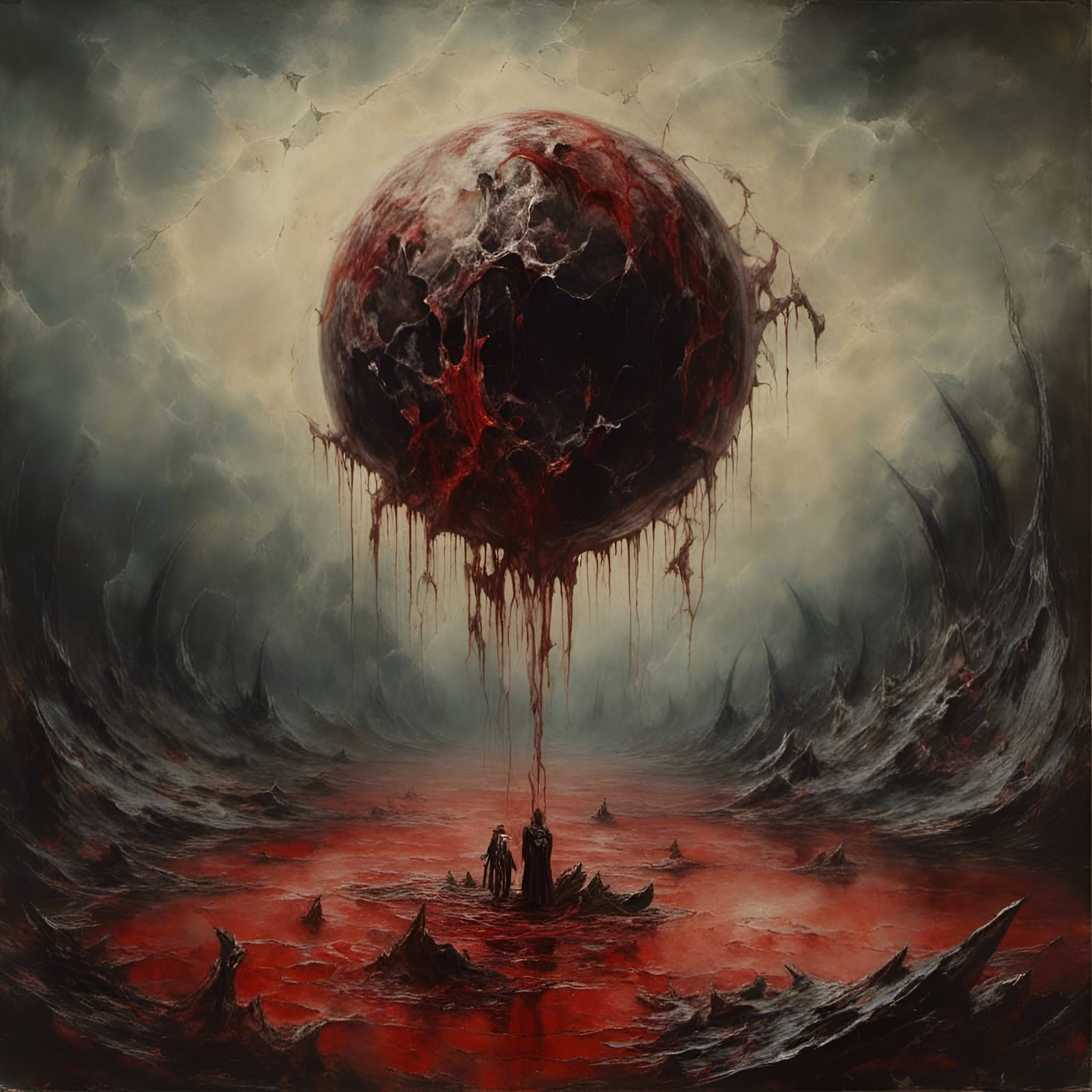 Sinister Monster's Ball: Surreal Oil Painting