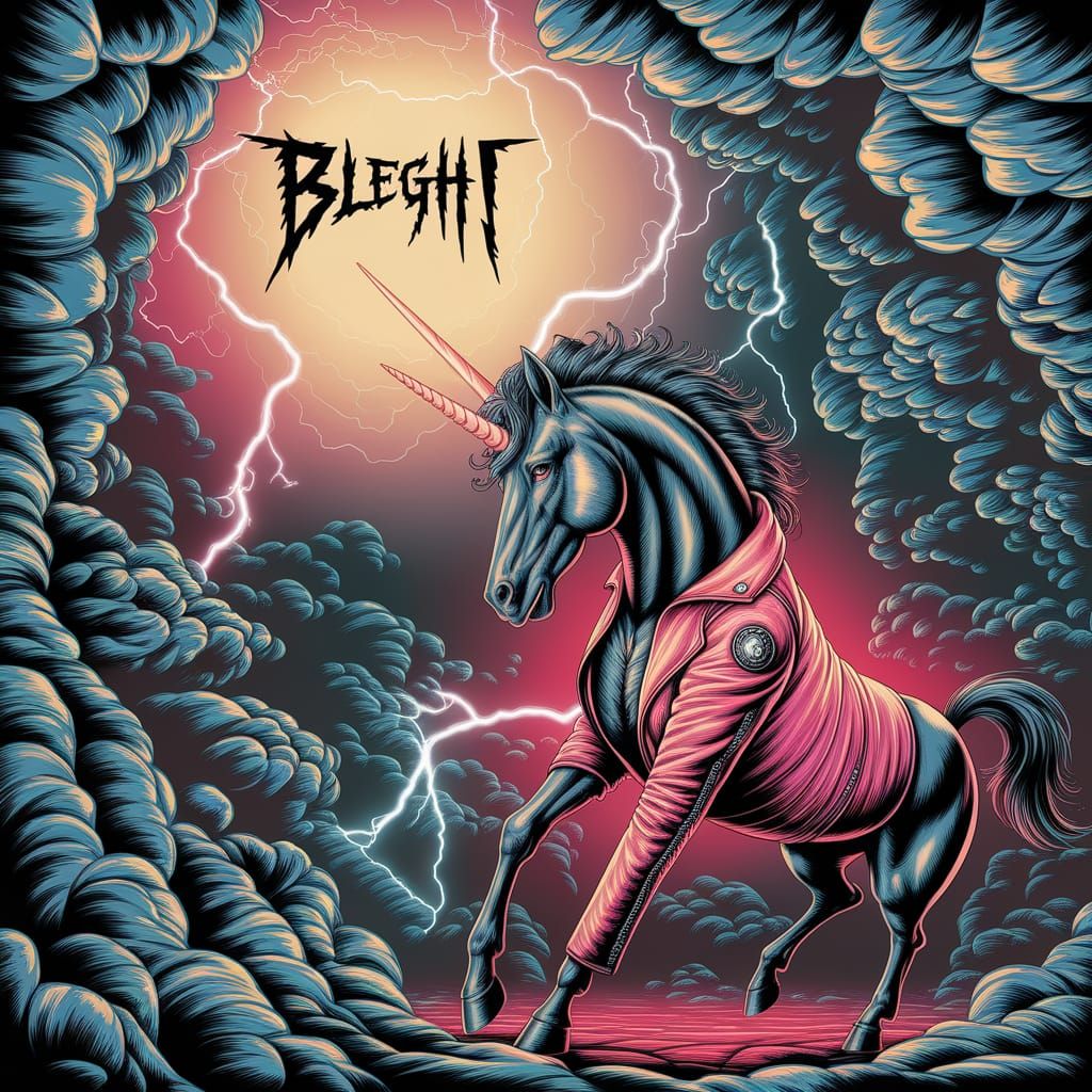 Black Unicorn "BLEGH!" in Heavy Metal Style