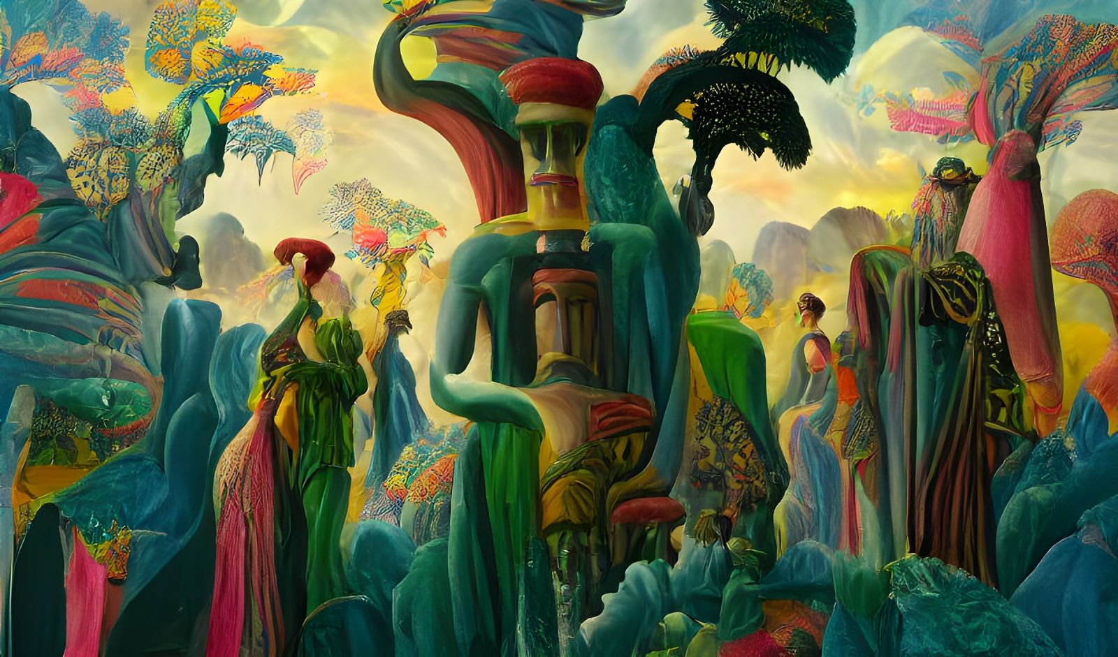 Detailed Mystic Civilization in Art Deco Style