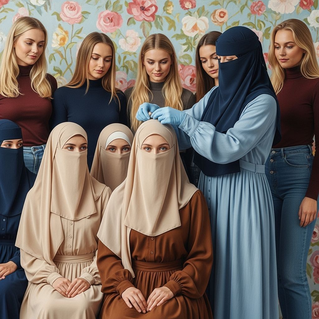 Niqabi Women in Expressive Abstract Style