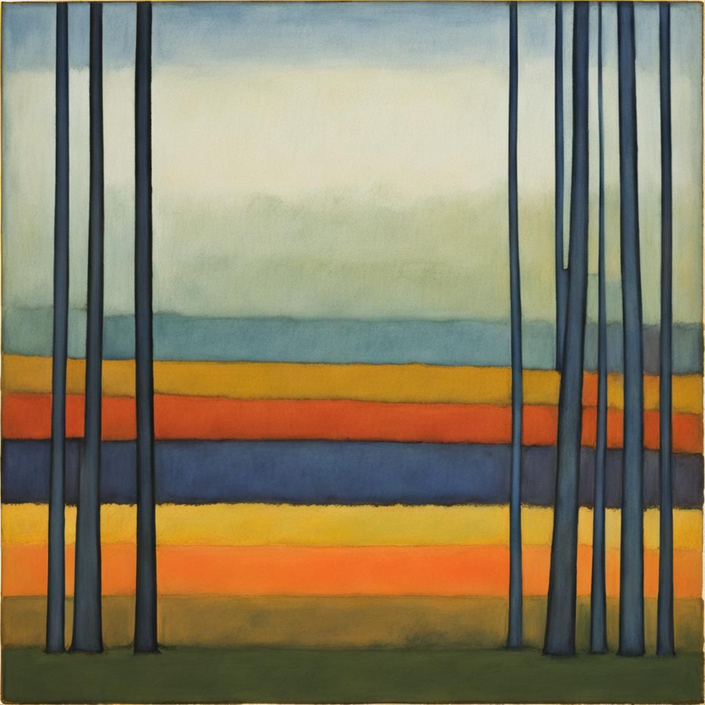 Abstract Treeline Color Field Painting