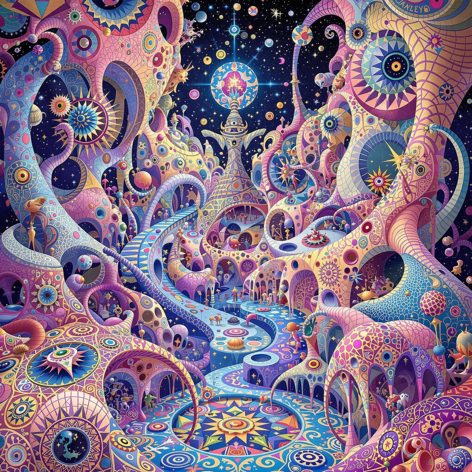 Psychedelic Surrealism: Intricate 3D Pastel Paisley Motifs