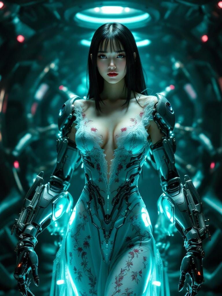 Chinese Woman Embraced by Robot in Biomechanical Surrealism ...