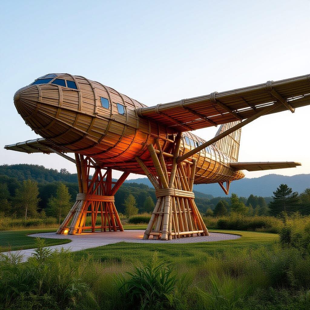 Bamboo Airplane Inspired by Land Art Sculptors