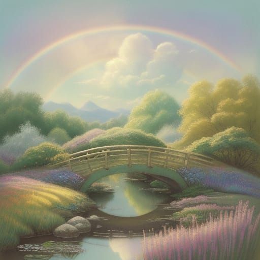 Pooh at the Whimsical Rainbow Bridge