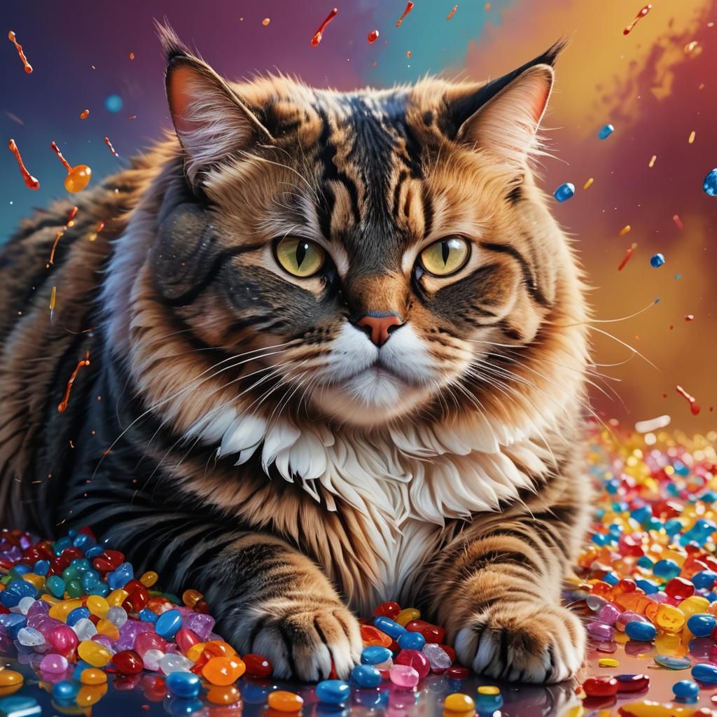 Hyperrealistic Portrait of an Obese Cat