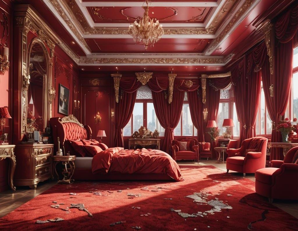 luxury billionaire royal red bedroom