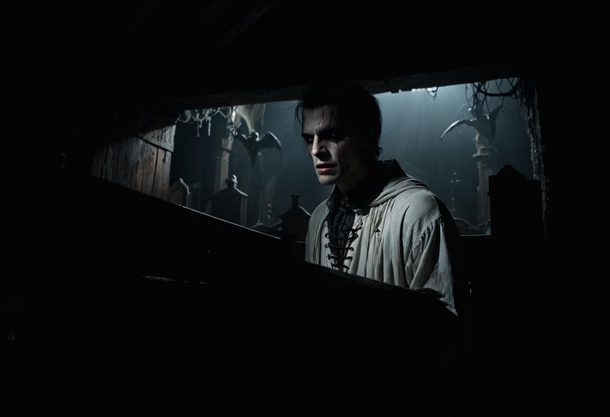 Eerie Male Vampire Portrait in Dark Fantasy Style